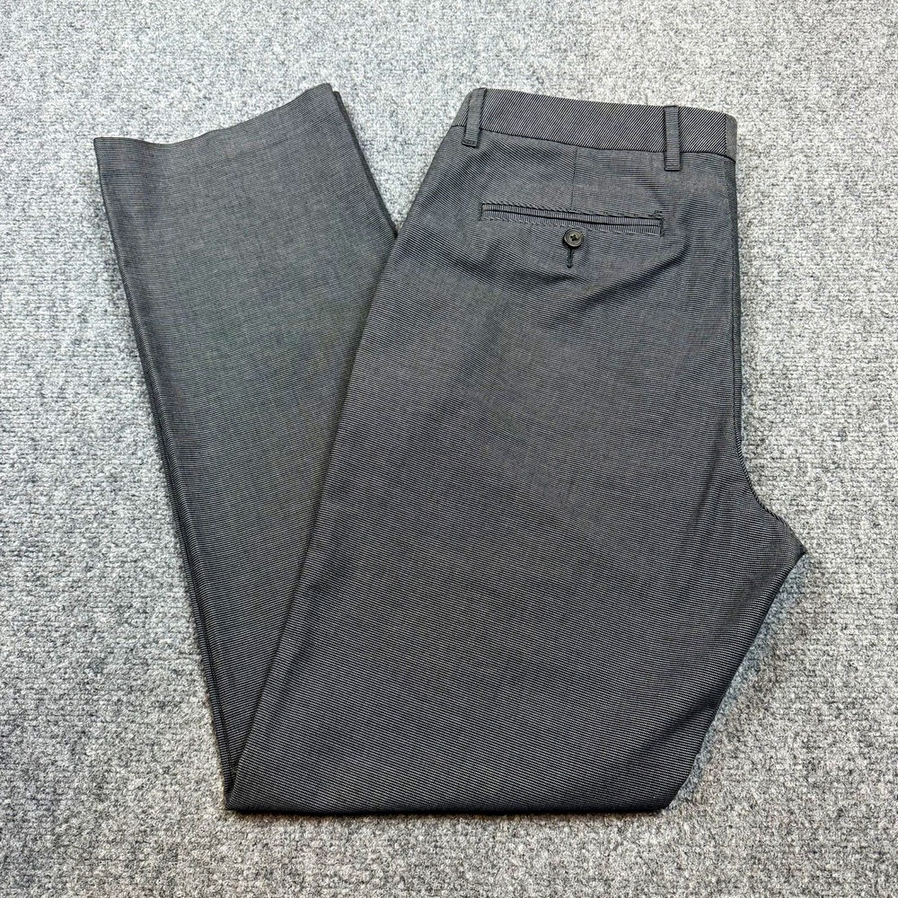 Bonobos Mens Gray Twill Cotton Straight Fit Flat Front Dress Pants 33" Waist